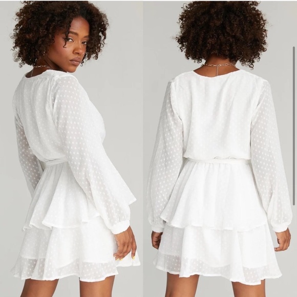 Lioness Legendary Lovers White Swiss Dot Long Sleeve
Deep V Tie Waist Dress - Picture 15 of 16